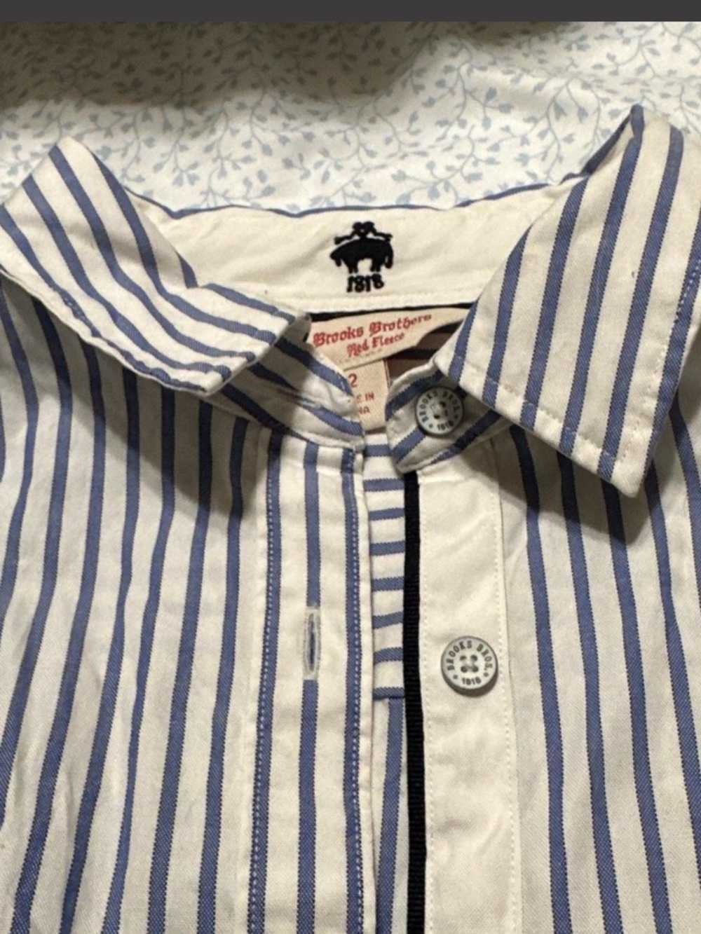 Brooks Brothers White Shirt with Blue Stripes Button-Down